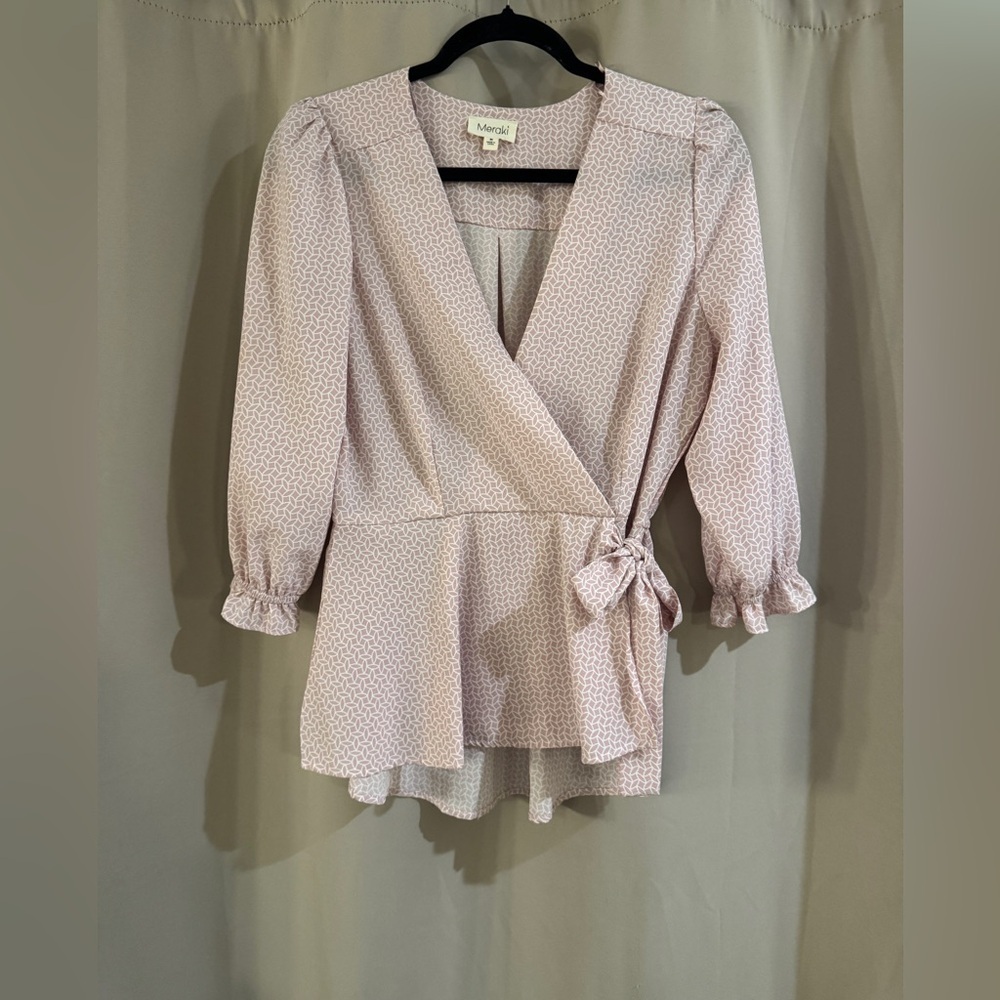 Meraki Light Pink Wrap Blouse